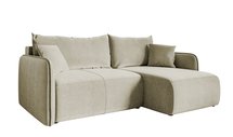 Mamla L-shaped Amon 17 corner sofa with sleeping function with a container, universal hydrophobic velor