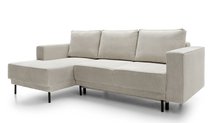 Rodario mini gray beige corner sofa with sleeping function with left-hand corduroy container