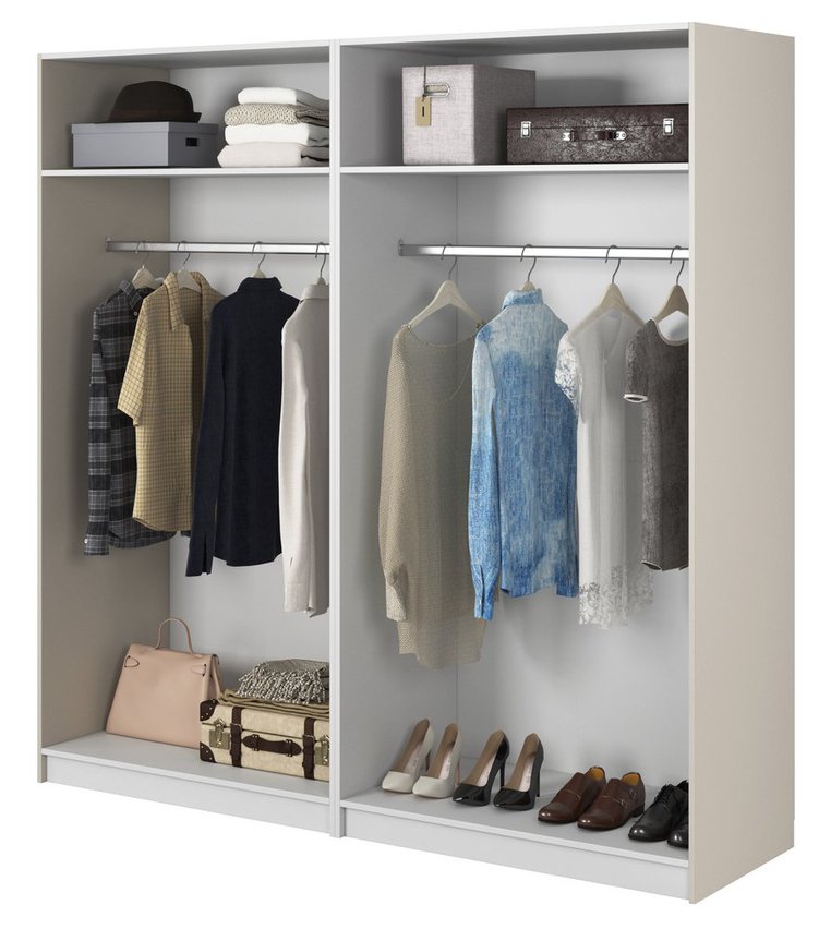 Moonir four-door wardrobe with two rails, shelves 200 cm Grey beige