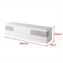 Galaka TV Cabinet with Six Drawers (White / Glossy White / Colorado Concrete)