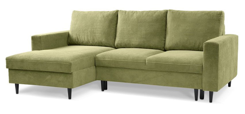 Corner sofa with sleeping function Nalika L-shaped with storage Poso 44 corduroy left-hand side