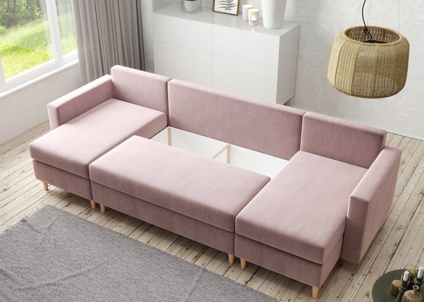 Corner sofa with sleeping function Lengtor U-shaped (Fabric: Kronos 27)