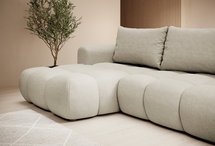 Ombo Storm 09 L-shaped corner sofa with sleeping function with a container in easy-to-clean braided fabric, left-hand side