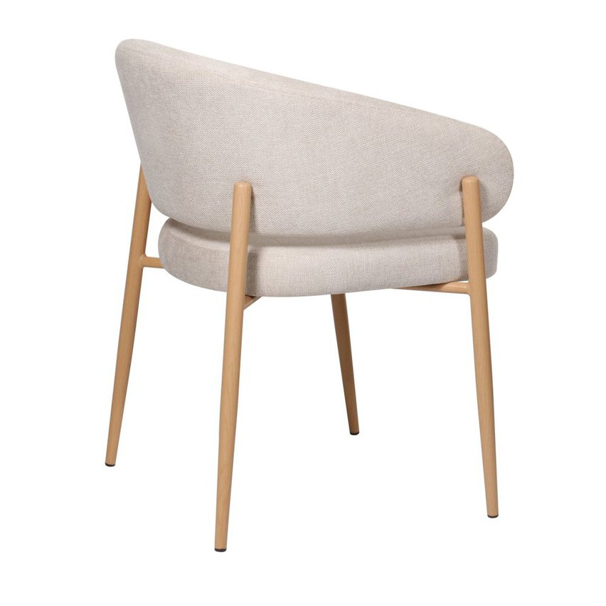 Resilly upholstered chair beige wickerwork/oak legs