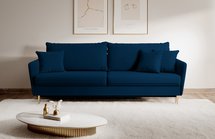 Volio three-seater sofa, hydrophobic velvet, gold legs