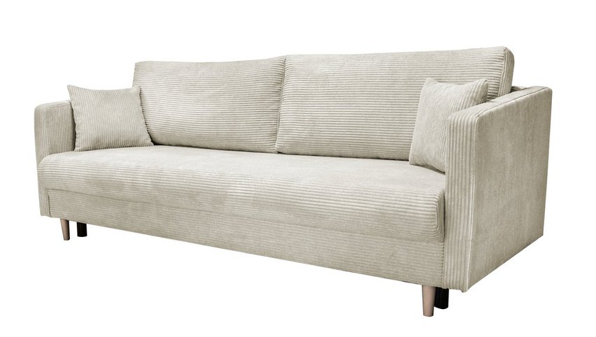 Mahasar three-seater sofa with storage, beige corduroy