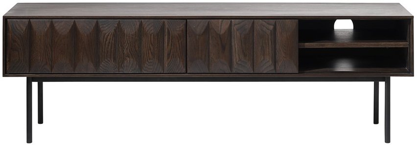 Chesseo TV cabinet with two drawers on metal legs, espresso oak