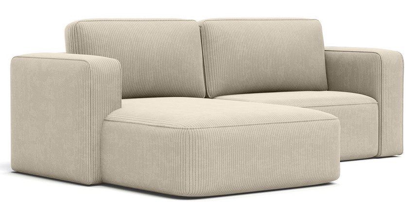 Bissari L-shaped left-hand corner sofa with sleeping function with Perla 15 corduroy container