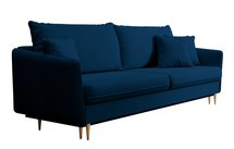 Volio three-seater sofa, hydrophobic velvet, gold legs