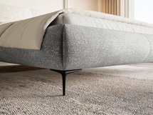 Upholstered bed 160x200 cm Ovalle with storage, metal frame, gray chenille, black legs