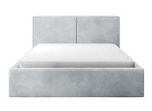 Upholstered bed 180/200 cm Farese light gray Poso 55 with container and gas strut, corduroy