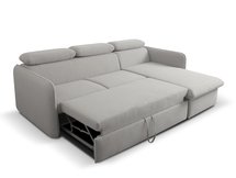 Corner sofa with sleeping function Paladia Castel 80 in hydrophobic velvet fabric, right-hand side