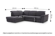 Kaoci corner sofa bed (Fabric: Monolith 09, Side: Left)