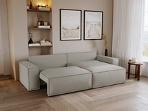 Brylio L-shaped corner sofa with sleeping function with storage, universal, light gray plush