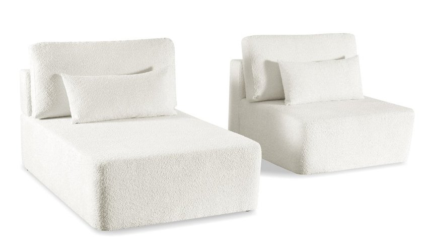 Corner sofa with sleeping function Moduliano L-shaped with container universal cream boucle