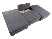 Moduliano U-shaped corner sofa with sleeping function with storage, universal, grey corduroy