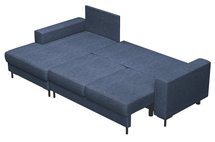 Mokpeo L-shaped corner sofa with sleeping function with two containers on black legs Sorella 77 chenille left-hand side