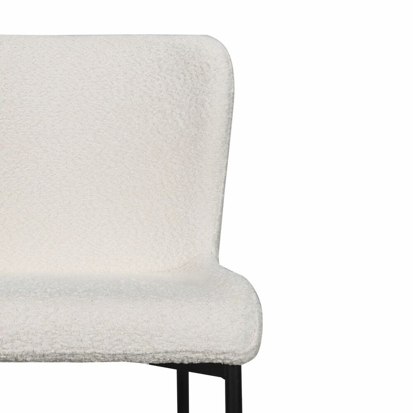 Neul white bouclé upholstered chair with black legs