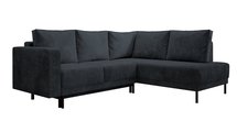 Rodario corner sofa with sleeping function and Poso 34 right-handed bedding container