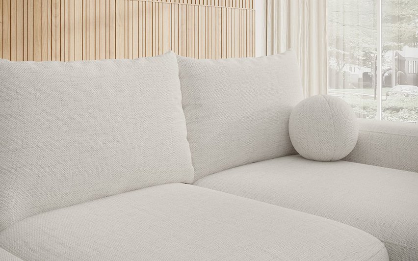 Corner sofa bed Carnos L-shaped with ball, single cushions Moly 02 hydrophobic chenille right side
