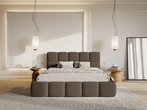 Cloudy upholstered bed 180x200 cm with storage box, brown Legend 07