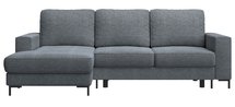 Mokpeo L-shaped corner sofa with sleeping function with two containers on black legs Sorella 89 chenille left-hand side