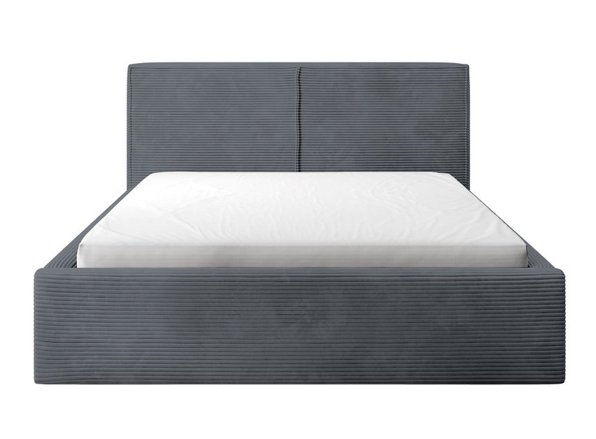 Upholstered bed 140/200 cm Farese gray Poso 60 with container and gas strut, corduroy