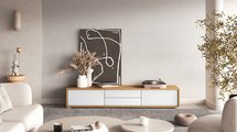 Moddern TV cabinet 180 cm with drawers and hanging option artisan oak/white