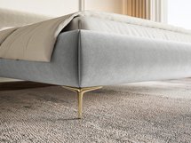 Upholstered bed 160x200 cm Roule with storage, metal frame Amon 09, hydrophobic velvet, gold legs