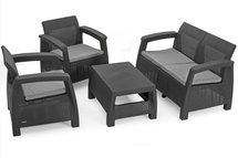 Corfu Keter four-seater garden set with a graphite table