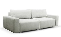 Dekira Aragon 01 three-seater sofa with storage in hydrophobic fabric, braided legs, silver