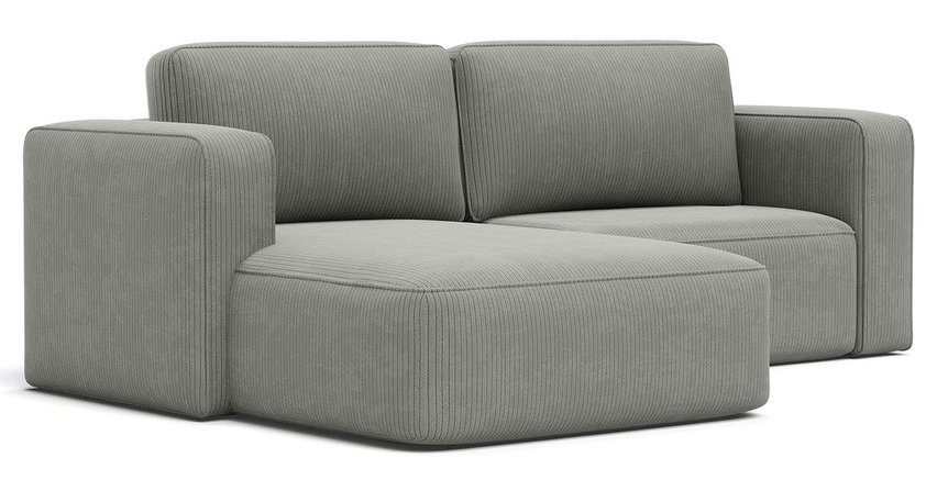 Bissari L-shaped left-hand corner sofa with sleeping function with Perla 30 corduroy container