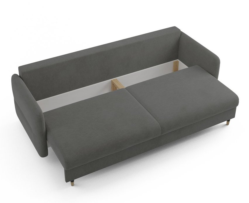 Haria Castel 93 three-seater sofa with storage, gold legs with black band