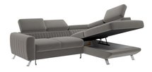 Bambito L-shaped corner sofa with sleeping function with container and adjustable headrests, gray-brown hydrophobic velvet, right-hand side