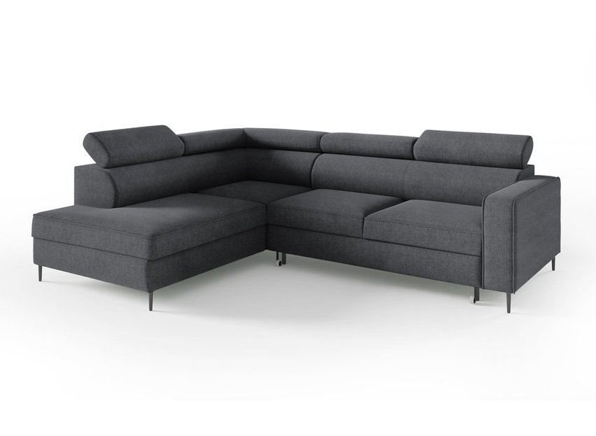 Corner sofa with sleeping function Vero L-shaped with container Neve 97 braided left-hand side