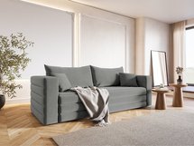 Three-seater sofa Lilla Amon 09 with a container in hydrophobic velor fabric, black legs