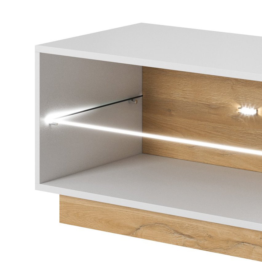 TV cabinet Skoky 138 cm oak with white (LED)