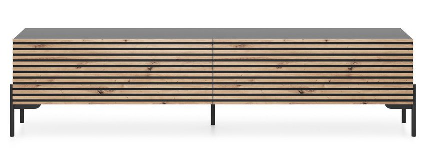 Lammelo TV cabinet 175 cm black/oak slats