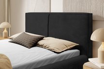 Upholstered bed 180/200 cm Farese black Poso 135 with container and gas actuator corduroy