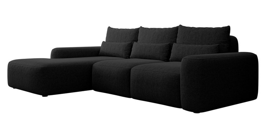 Carnos L-shaped corner sofa with sleeping function with additional lumbar pillows Melody 15 left-hand chenille