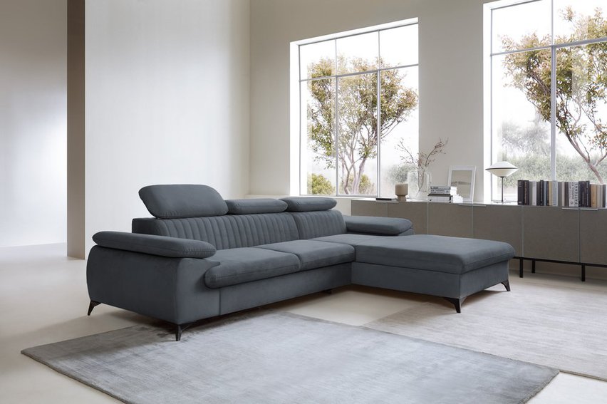 Corner sofa with sleeping function Furie L-shaped (Fabric: Matt Velvet 93, Side: Right)