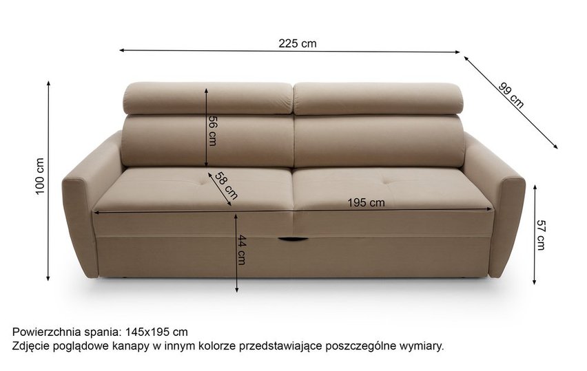 Three-seater sofa bed Sylles Matt Velvet 99 easy-cleaning hydrophobic velvet