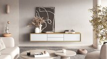 Moddern TV cabinet 180 cm with drawers and hanging option artisan oak/white