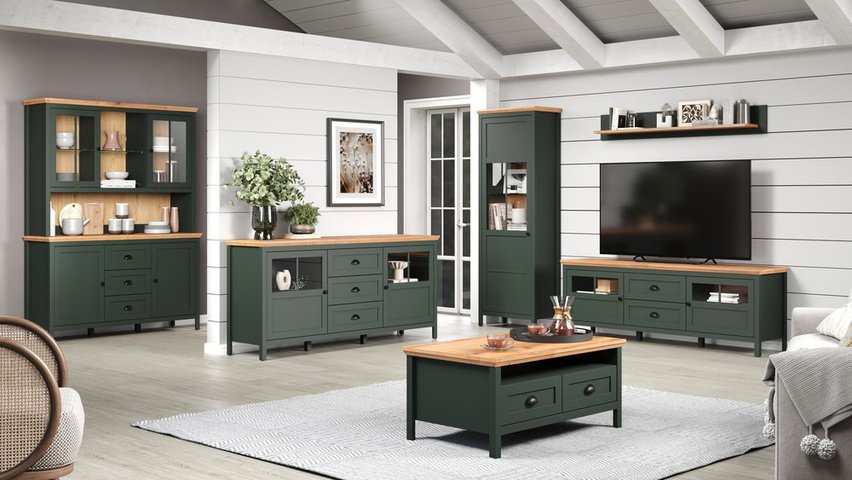 Foreells TV cabinet 184 cm green/oak Evoke