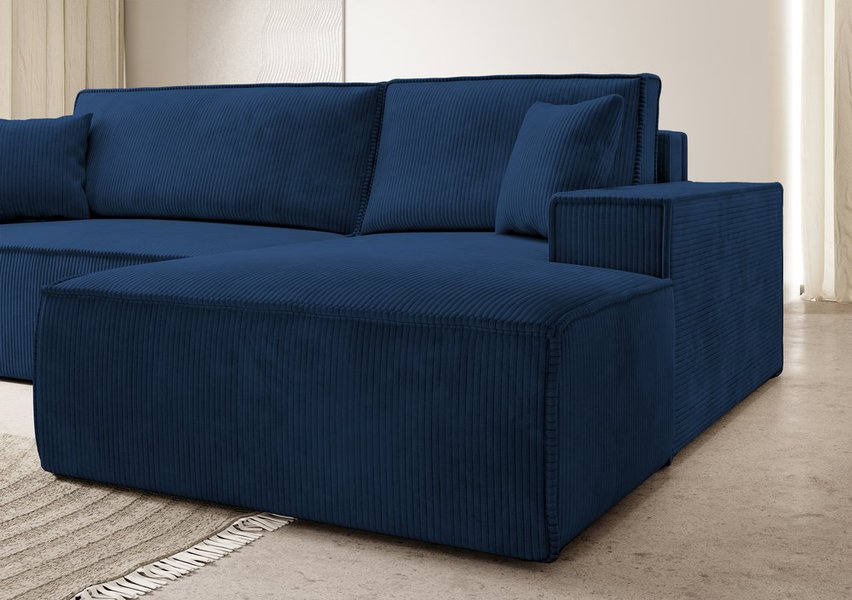 Corner sofa bed Farese New L-shaped with container (Fabric: Poso 05, Side: Right)