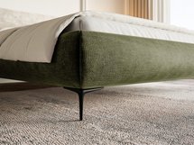 Upholstered bed 140x200 cm Roule with storage, metal frame, Perfect Harmony 39 chenille, black legs