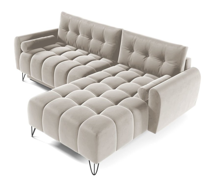 Corner sofa with sleeping function Minna L-shaped Amon 17 with container hydrophobic velvet universal