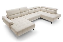 Corner sofa with sleeping function Mamutio U-shaped Aphrodite 02 chenille right-hand side