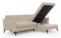 Corner sofa with sleeping function Cambiano L-shaped with storage beige in easy-clean fabric right-hand side