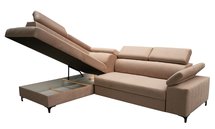 Tazzola L-shaped corner sofa bed with storage (Fabric: Manila 21, Side: Left)